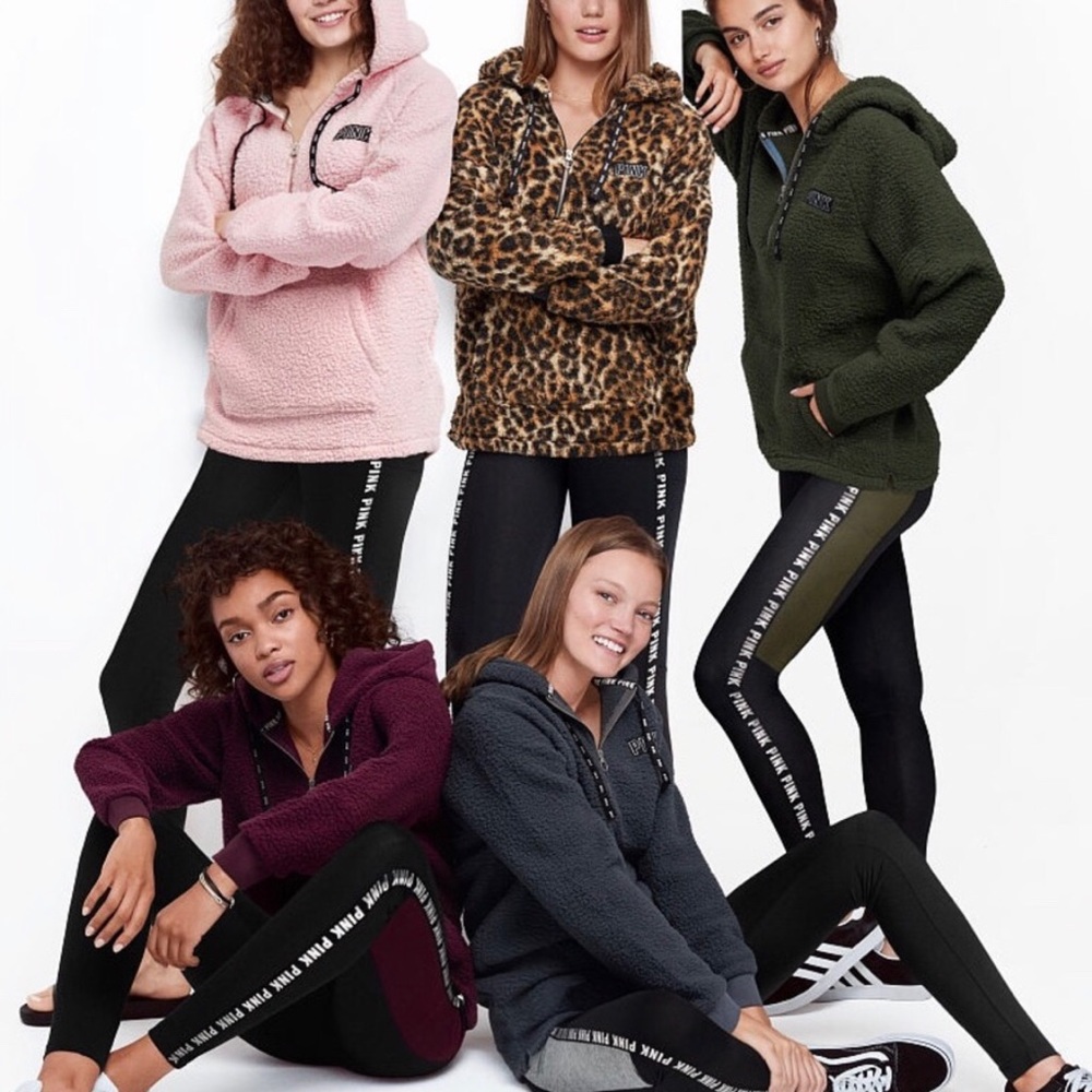 Victoria Secret Pink Sherpa Leopard Hoodie - SZ L - Picture 4 of 4